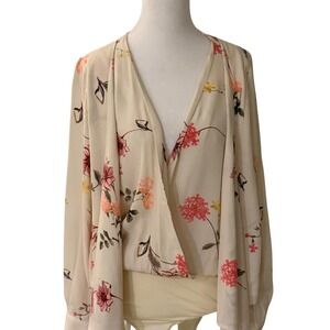 Capulet Floral Bodysuit XS/P‎ Long Sleeve  Womens Romantic Cottage fairy whimsy